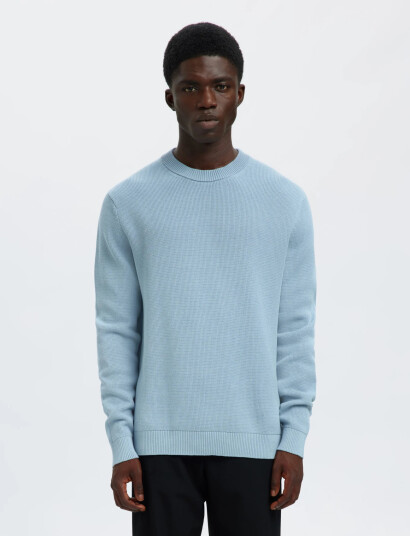 Selected Slhdane Ls Knit Structure Crew Neck Noos - Blue - XL Selected Slhdane Ls Knit Structure Crew Neck Noos - Blue - XL
