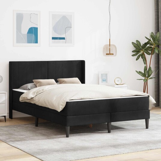 vidaXL Sengeramme med madrass med hodegjerde Svart 140 x 200 cm Fløyel vidaXL Sengeramme med madrass med hodegjerde Svart 140 x 200 cm Fløyel