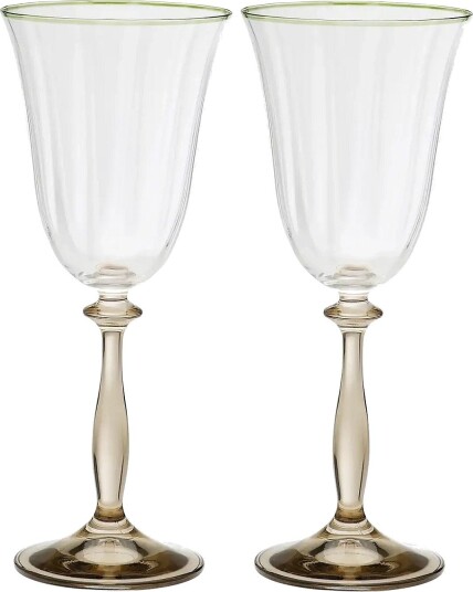 Anna + Nina Lily Optic Wine Glass Set Of 2 - BEIGE - One Size