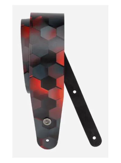 D'Addario 25PL05 Printed Leather 64 mm Red Hex Guitarstrap