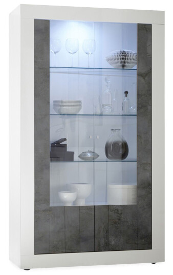 Urbino Vitrineskap 110 cm Hvit/Gråmelert