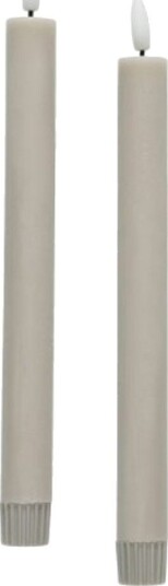 LED Kronelys Grå 24cm 2 pack Batteridrevet med Timer