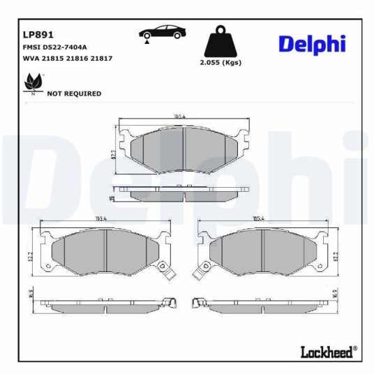 Bremseklosser sett DELPHI LP891