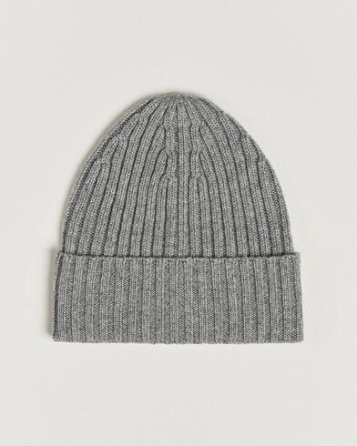 Piacenza Cashmere Ribbed Cashmere Beanie Grey Melange Piacenza Cashmere Ribbed Cashmere Beanie Grey Melange