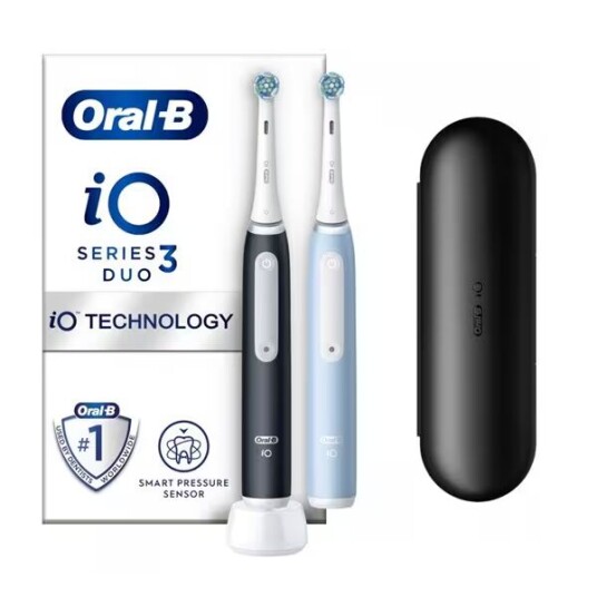 Oral-B iO Series 3 Duo Pack Elektrisk Tannbørste Svart/Blå Oral-B iO Series 3 Duo Pack Elektrisk Tannbørste Svart/Blå