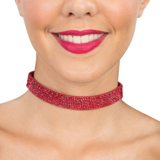 Chaks Choker Halskjede med Strass Rød 14527-02
