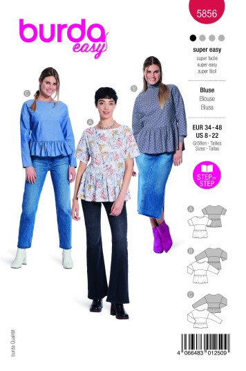 Burda 5856 - Bluse EUR: 34-48, US: 8-22