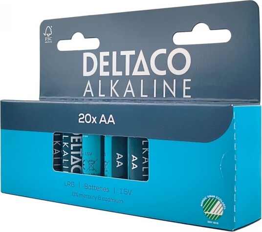 Deltaco 20-pk AA Alkalisk Batterier 2800 mAh Deltaco 20-pk AA Alkalisk Batterier 2800 mAh