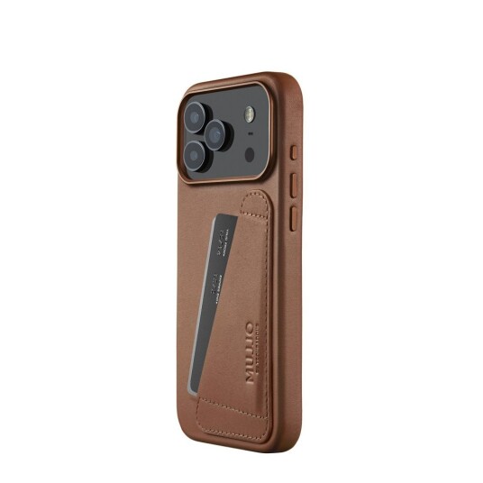 Mujjo Lommebokdeksel i Skinn for iPhone 17 Pro Max - Tan, MagSafe Kompatibel