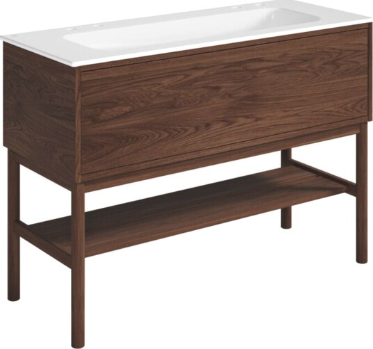 Gustavsberg Ducentic Servantskap med Benramme – Porselen Brun eik / 120cm 2 Dobbel Hull for Kran