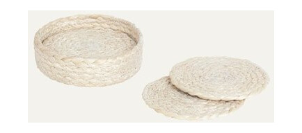 Elin Glassunderlag Ø 10,5 cm Jute 6-pakning Hvit