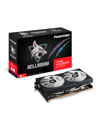 Powercolor Hellhound Radeon RX 7600 8GB GDDR6 Grafikkort med HDMI og 3 DisplayPort