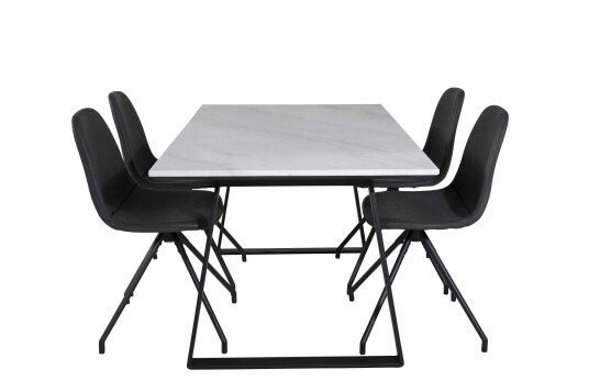Venture Design Estelle & Polar spisegruppe Hvit/svart 4 st stoler & bord 140 x 90 cm