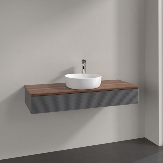 Villeroy & Boch  Antao Servantskap med 1 skuff 120x50x19 cm m/lys Antrasitt/Valnøtt