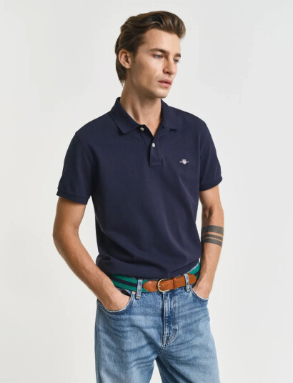 GANT Slim Shield Ss Pique Polo - Navy - XXXL