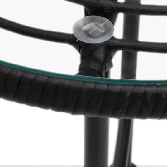 vidaXL Spisebord svart Ø80 cm herdet glass og stål