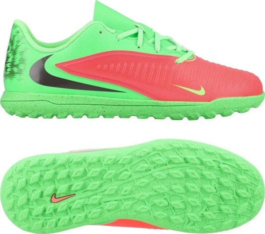 Nike Phantom 6 Club Low Cut TF Erling Haaland Personal Edition   Hot Punch/Svart/Grønn streik Barn   Turf (TF) størrelse 38½