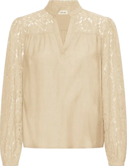 Cream Crliselin Lace Blouse   Beige   34