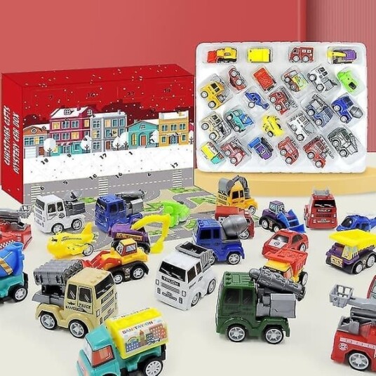 Julekalender Adventskalender for barn med 24 dagers nedtelling Trekk tilbake biler Leketøy Julekalender Nedtellingskalender Blindboks Gave til barn Gutt