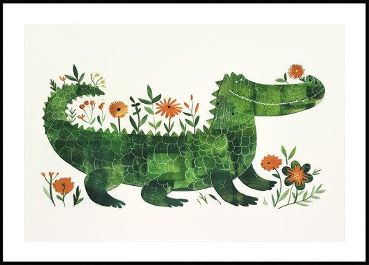 Floral crocodile Plakat Plakat / 100x150cm