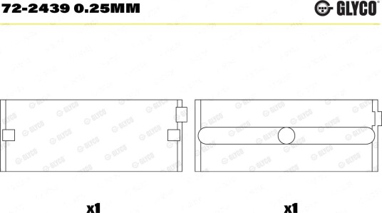 Veivaksellager GLYCO 72-2439 0.25mm