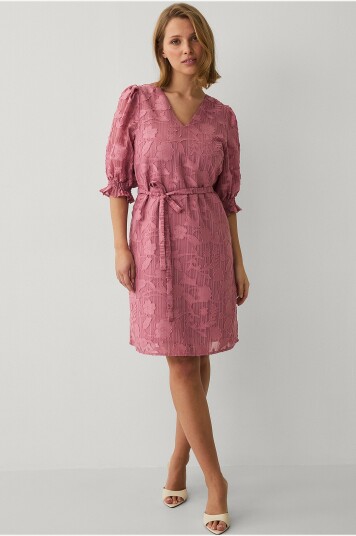 Ellos Collection Kjole med puffermer Rosa