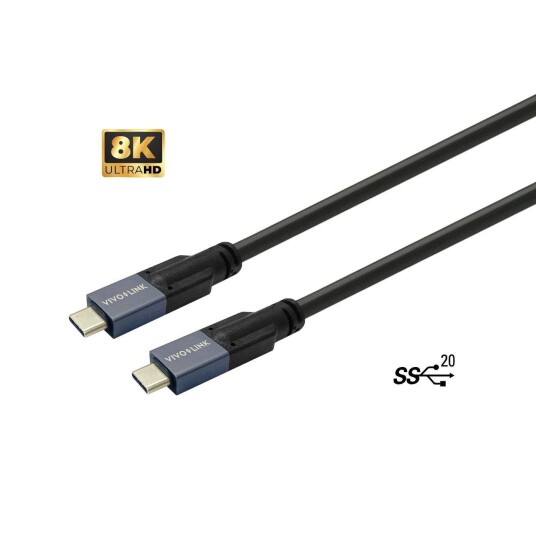 Vivolink 7,5 m USB-C Kabel 3.2 Gen 2 Svart med 100 W Støtte