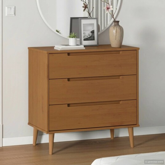 vidaXL Kommode MOLDE Karamell 80 x 40 x 80 cm Heltre furu