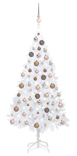 vidaXL Kunstig juletre med LED og kulesett 180 cm PVC hvit