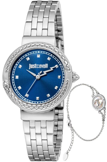 Just Cavalli Dameklokke JC1L311M0015 Set Blå/Stål Ø30 mm