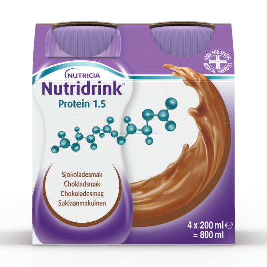 Nutridrink Protein 1.5 Næringsdrikk Sjokolade 4x200 ml Nutridrink Protein 1.5 Næringsdrikk Sjokolade 4x200 ml