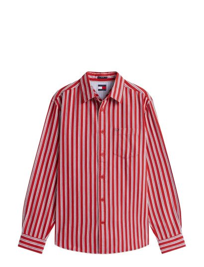 Tommy Jeans Tjm Rlx Stripe Twill Shirt   Red   M