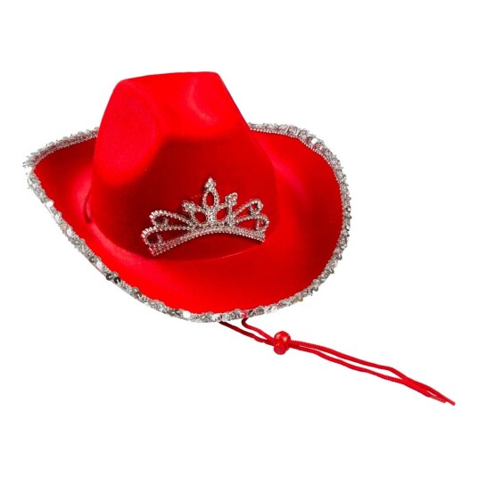 Hisab/Joker Company AB Rød Cowboyhatt med Tiara  One-size