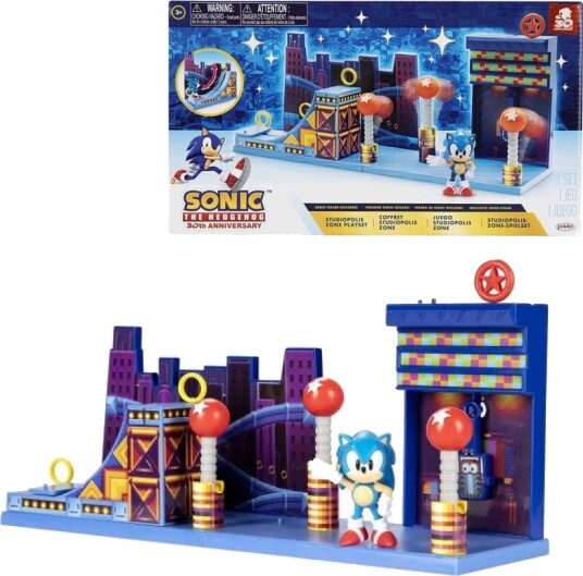 Sonic the Hedgehog Jakks Lekesett med 6 cm Figur og Studiopolis Tema