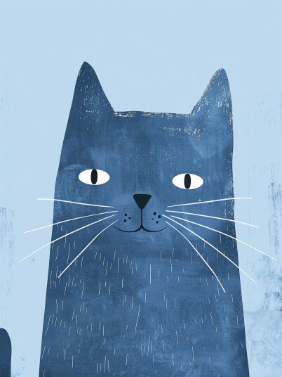 Namly Design Plakat Blå Katt Illustrasjon POSTERIK3S7A