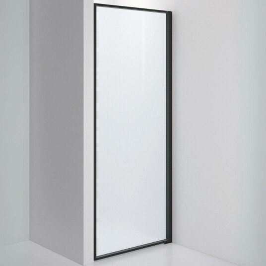 INR Iconic Nordic Rooms Dusjvegg Edge 2 Måltilpasset - Høyre / Matt Svart Frostet Glass INR Iconic Nordic Rooms Dusjvegg Edge 2 Måltilpasset - Høyre / Matt Svart Frostet Glass