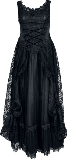 Sinister Gothic Goth Lang kjole Long Gothic Dress S til XXL Damer svart rosa