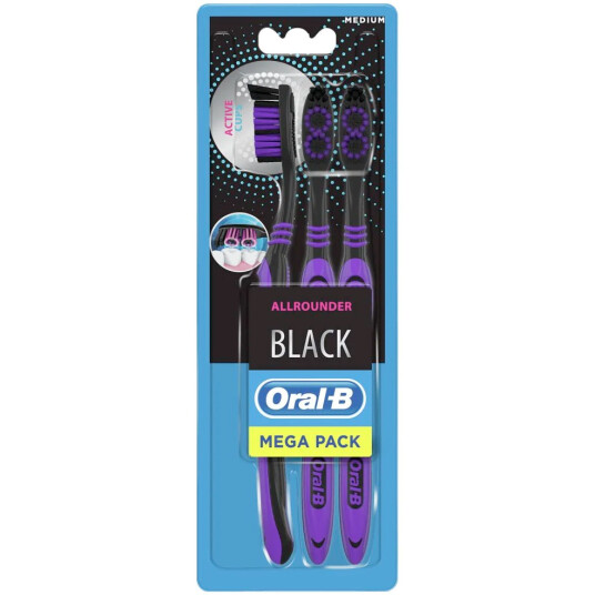 Oral B Tannbørster 3 stk. Allrounder Black Medium Oral B Tannbørster 3 stk. Allrounder Black Medium
