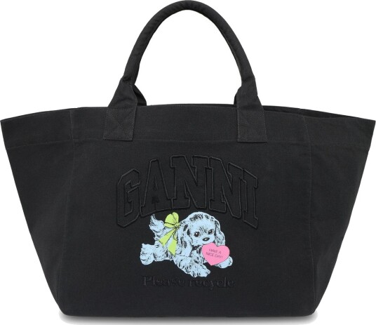 Ganni Xxl Puppy Tote Bag Grey ONE SIZE