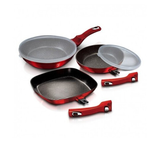 Berlinger Haus Bh/6796 Frying Set Burgunder Aluminium Marmor Rød Plast