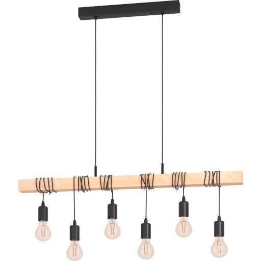 EGLO Townshend, 6 ampuller, E27, IP20, Sort, Brun