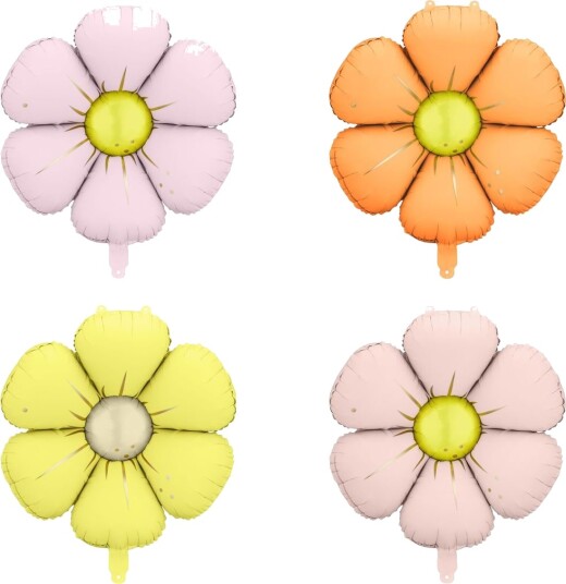 Partydeco 4 Stk Pastellfarget Daisy Blomster Folieballong 65 cm