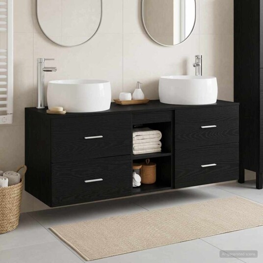 vidaXL Baderomsinnredningssett 3 stk. Svart 49,5 x 44,5 x 66 cm vidaXL Baderomsinnredningssett 3 stk. Svart 49,5 x 44,5 x 66 cm