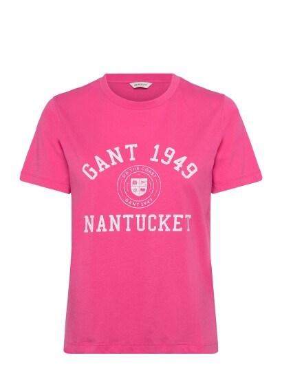 GANT Reg Graphic Print Ss T Shirt Pink XS
