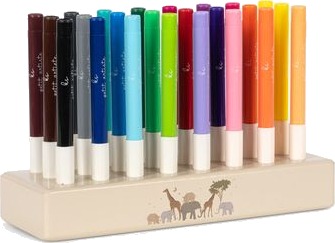 Konges Sløjd Safari Markers In Wooden Block 24 Pcs Fsc Konges Sløjd Safari Markers In Wooden Block 24 Pcs Fsc
