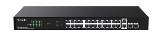 Tenda Teg1128p-24-250W, Uhåndtert, Gigabit Ethernet (10/100/1000), Strøm Over Ethernet (Poe), Rack-Montering, Kan Monteres På Vegg