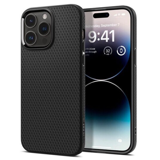 Spigen Liquid Air Mobildeksel for iPhone 14 Pro Max - Matt Svart