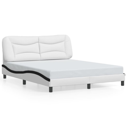 Sengeramme med LED-lys hvit og svart 160x200 cm kunstig lær 8721012356627