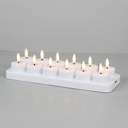 Ledlife 12 pakning hvite LED telys inkl. ladebase Inkl. fjernkontroll timer