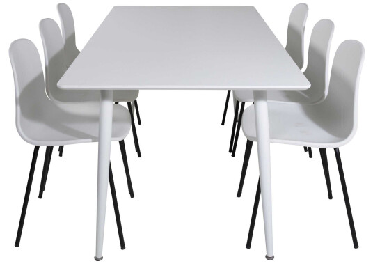 Venture Design Polar & Arctic spisegruppe Hvit/hvit 6 st stoler & bord 180 x 90 cm